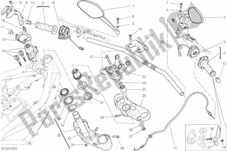 Todas las partes para Manillar Y Controles de Ducati Monster 797 Thailand 2020